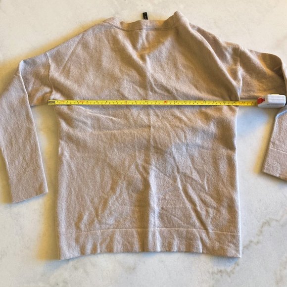 BCBG Max Azria Florinda v neck merino wool & alpaca sweater, beige / camel / tan - Picture 6 of 11
